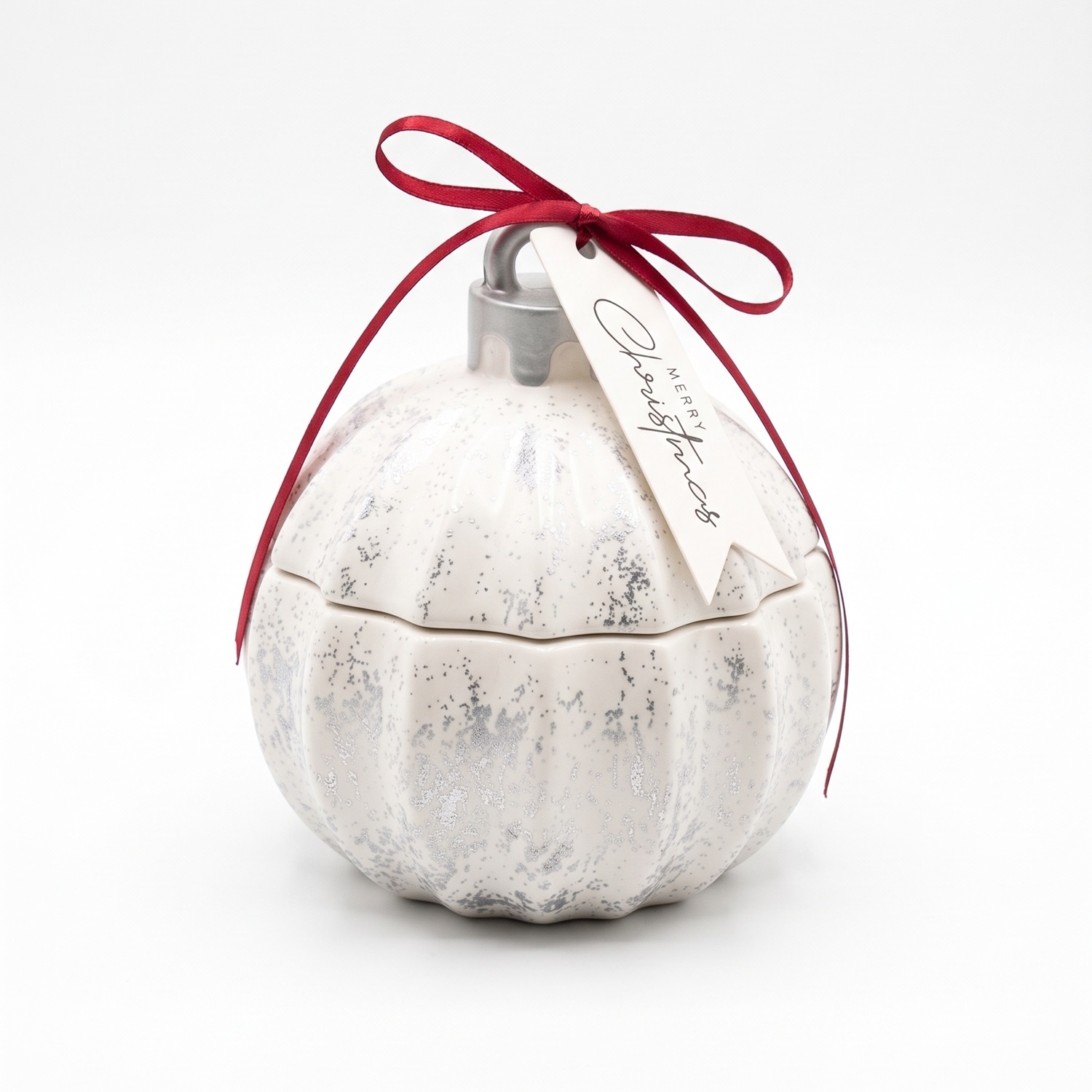 Küünal Christmas Bauble Glitter MINI – Valge / Hõbedane / Talvine Võlu