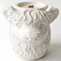 Highland Cow küünal – valge / vanill
