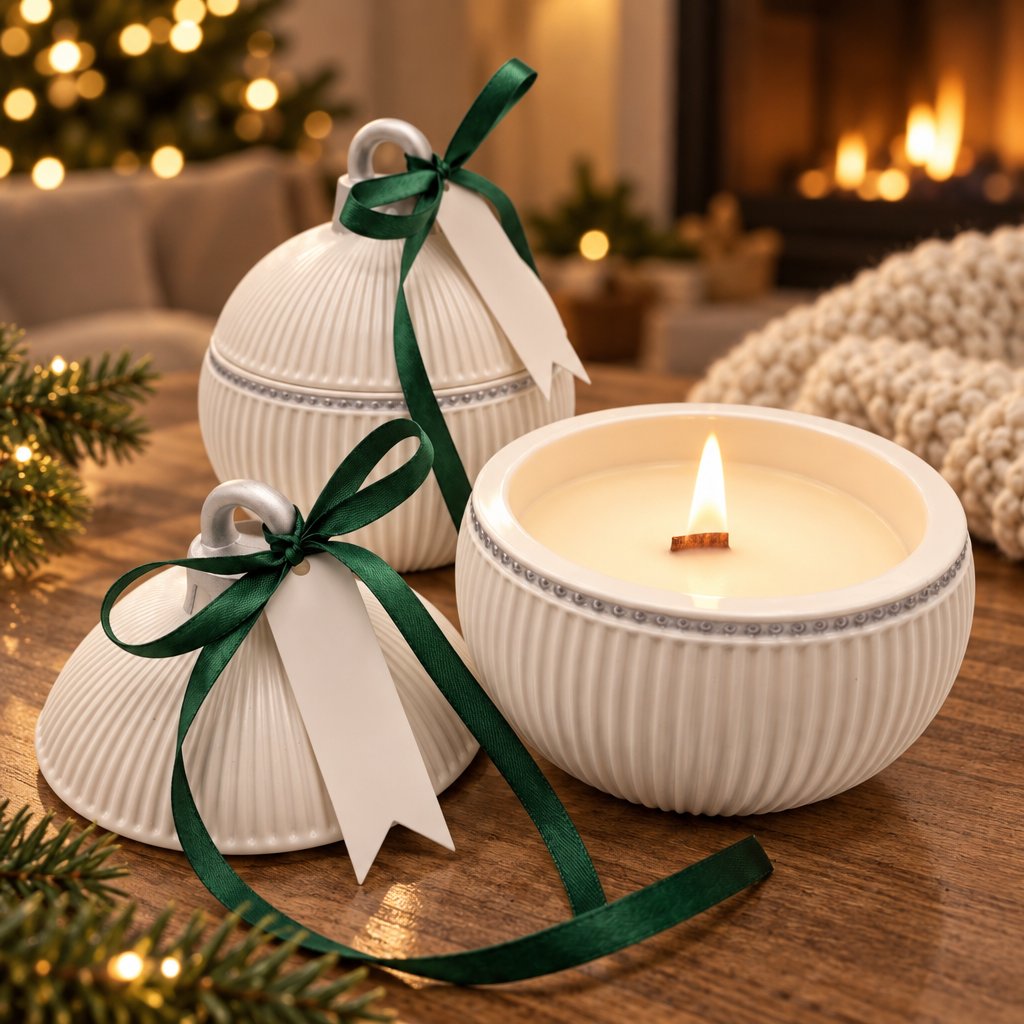 Küünal Christmas Bauble Elegance – Valge / Hõbedane / Talvine Võlu
